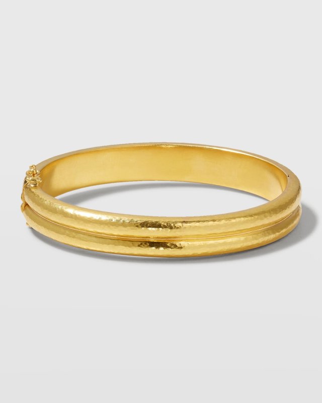 19K Yellow Gold Double-Band Bangle Bracelet